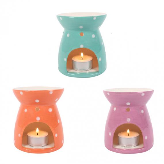 Picture of Polka Dot Wax Burner with Tealights and Scented Wax Melt