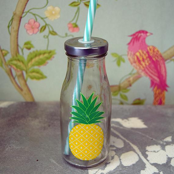 Picture of Pineapple Drink Bottle with Straw