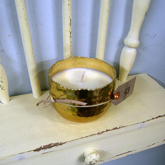 Picture of Hand Hammered Brass Bowl Candle