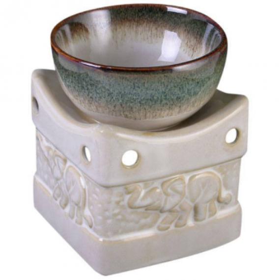Picture of Elephant Two Toned Wax Burner with Tealights and Scented Wax Melt