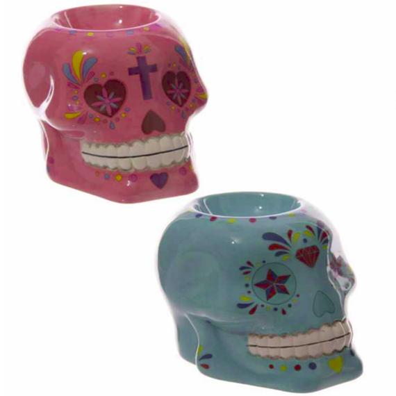 Sugar Skull Wax Burner with Tealights and Scented Wax Melt