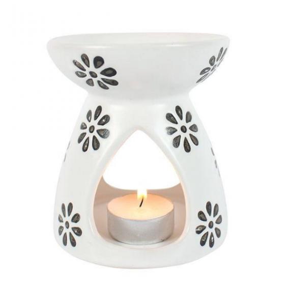 Picture of Flower Pattern Wax Burner with Tealights and Scented Wax Melt