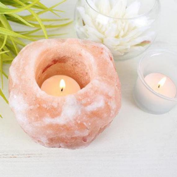 Picture of Himalayan Salt Tealight Holder with Scented Tealights