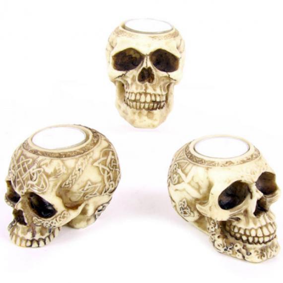 Picture of Skull Tealight Holder with Scented Tealights