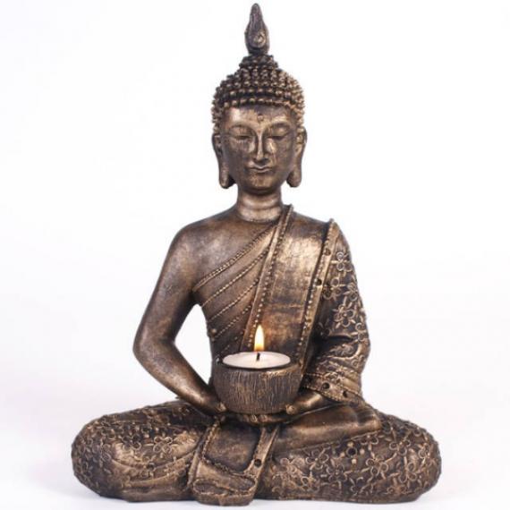 Picture of Sitting Buddha Tealight Holder with Scented Tealights