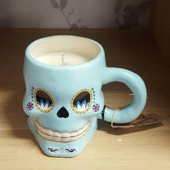 Sugar Skull Shaped Mug Candle