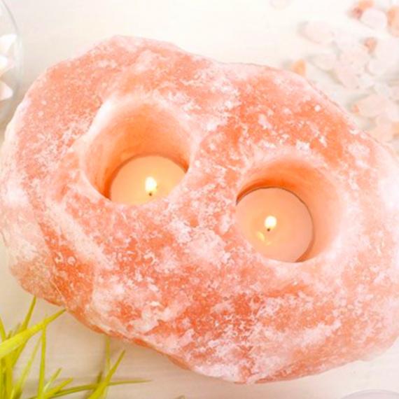 Himalayan Salt Double Tealight Holder with Scented Tealights