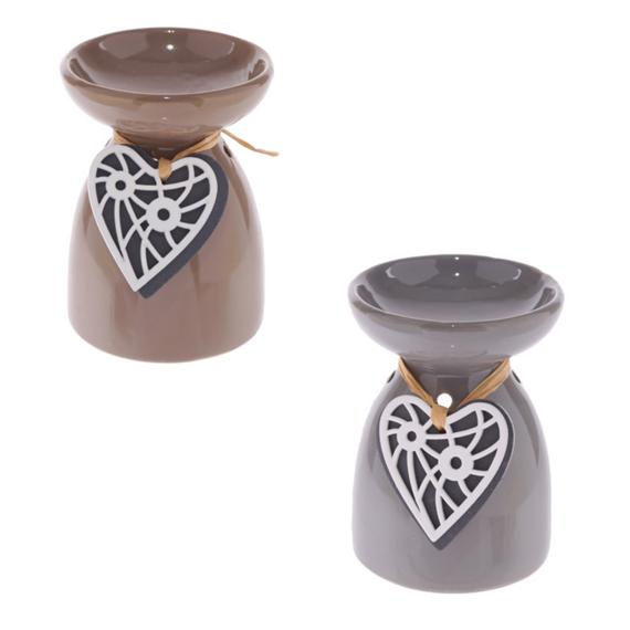 Wooden Heart Wax Burner with Tealights and Scented Wax Melt
